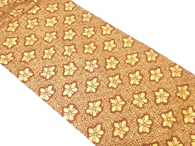 花模様織り出し　名古屋帯